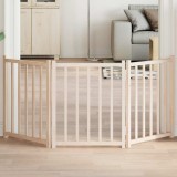 Cumpara ieftin Poartă pentru c&acirc;ini pliabilă, 3 panouri, 150 cm, lemn de brad