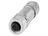 Conector M12 mufă 4 pini, drept, IP65, push-lock, cod A, 4A