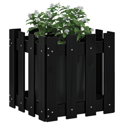 Jardiniera gradina design gard negru 40x40x40 cm lemn masiv pin GartenMobel Dekor foto