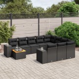 Cumpara ieftin Gossi set canapele de gradina cu perne, 11 piese, negru, poliratan