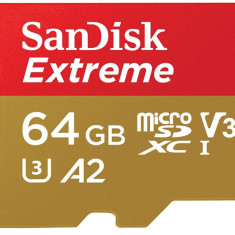 Card de memorie SanDisk Extreme microSDXC UHS-I de 64 GB cu adaptor, Pana la 170 MB s, C10, U3, V30, 4K, 5K, A2 - RESIGILAT