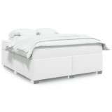 VidaXL Pat box spring cu saltea, alb, 180x200 cm, piele ecologică 3285222