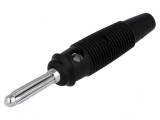 Mufă banană neagră 4mm 30A 60VDC nichelat, HIRSCHMANN