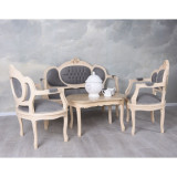 Set baroc din lemn alb cu tapiterie gri soarece CAT499D19, Sufragerii si mobilier salon