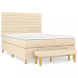 Cumpara ieftin Pat box spring cu saltea, crem, 140x200 cm, textil