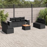 VidaXL Set mobilier de grădină cu perne, 8 piese, negru, poliratan