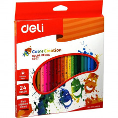 Creioane Colorate Deli Color Emotion, 24 Culori/Set, Creioane Deli Color Emotion, Set Creioane Colorate Deli Color Emotion, Creioane Colorate pentru S