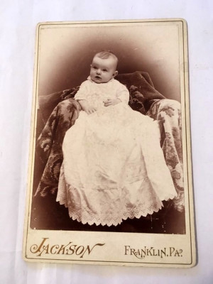 D- Fotografie veche portret copil, Jackson, Franklin, PA, inceput secol XX foto