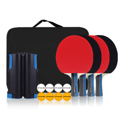Set Complet de Ping Pong VITTALIST, 4 Palete tenis de masa, 8 mingi, fileu retractabil si geanta transport foto