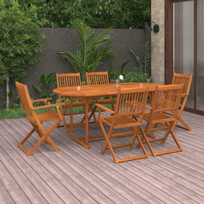vidaXL Set de masă pentru grădină, 7 piese, lemn masiv de acacia foto