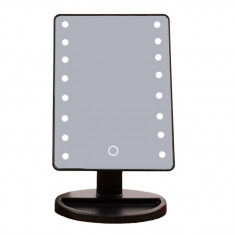 Oglinda pentru Machiaj si Cosmetica Iluminata cu 16 LED-uri, Rotativa 360 Grade, Dimensiuni 27x17cm foto