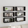 vidaXL Rafturi Perete, 6 Buc, Stejar Negru, 60x15x23cm, Raft Suspendat, Montaj Ușor, Design Modern, Raft Decorativ, Living, Birou