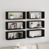 vidaXL Rafturi Perete, 6 Buc, Stejar Negru, 60x15x23cm, Raft Suspendat, Montaj Ușor, Design Modern, Raft Decorativ, Living, Birou