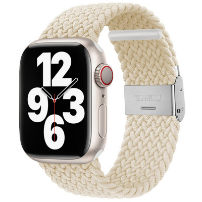 Curea smartwatch compatibila apple watch 1/2/3/4/5/6/7/8/9/se/se 2 38/40/41mm, nailon w032, star light foto