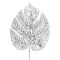 Creangă Decorativă Crăciun, Frunză Perforată, Paiete și Glitter, Argintiu, 66 cm