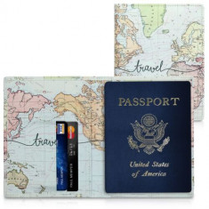 Husa pentru pasaport cu slot card, Kwmobile, Multicolor, Piele ecologica, 39214.25