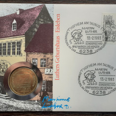 GERMANIA DEMOCRATA - FDC SI MONEDA UNC 5 MARK 1983, EISLEBEN, MAI RARA