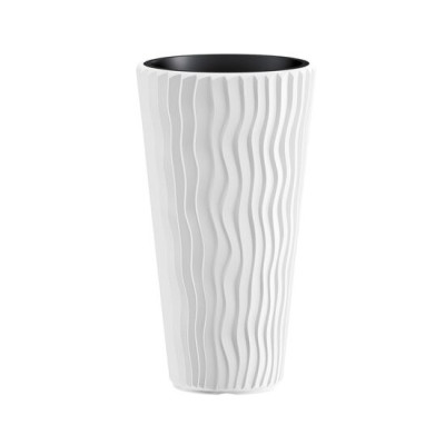 Ghiveci decorativ de flori, rotund, inalt, alb, 11/37 L, 34.9x62 cm, Sandy Slim, Prosperplast GartenVIP DiyLine foto