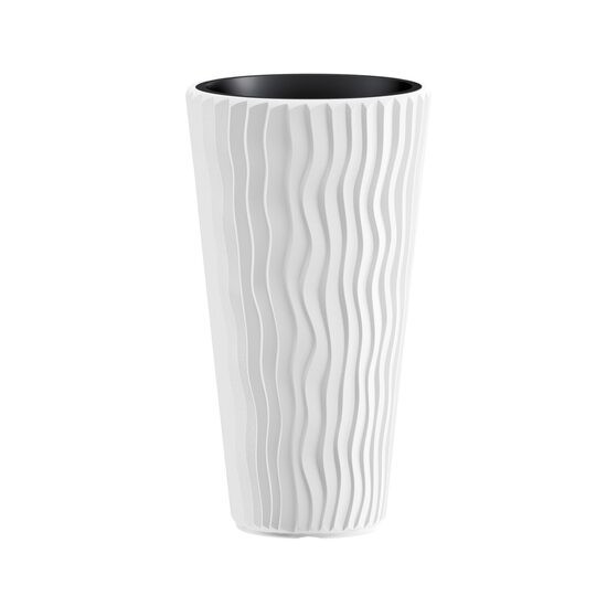 Ghiveci decorativ de flori, rotund, inalt, alb, 11/37 L, 34.9x62 cm, Sandy Slim, Prosperplast GartenVIP DiyLine