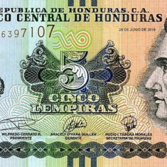HONDURAS █ bancnota █ 5 Lempiras █ 2019 █ P-98d █ UNC █ necirculata