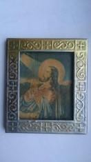 iconita veche de buzunar, icoana rugaciune, litografie de colectie foto