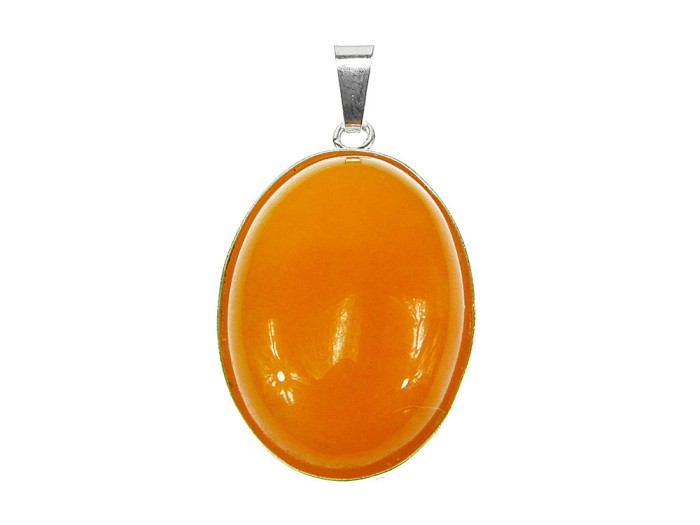 Pandantiv argint mare cu jad galben 25x18 MM