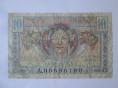 Rara! Franta 10 Francs/Franci 1947 Teritoriile ocupate/Trezoreria Franceza foto