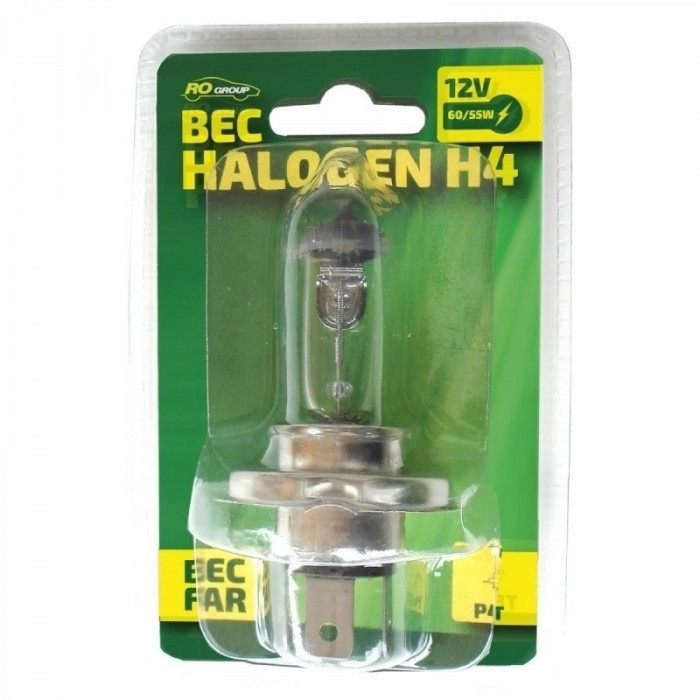 Bec auto cu halogen RoGroup H4, 12V, 55 W