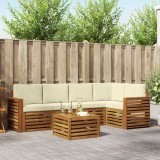 vidaXL Seturi de canapele 6 pcs Natural și Crem Lemn Solid de Acacia 3374855