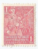 *Romania, lot 1052 cu 1 timbru fiscal pentru impozite, 1940, MNH