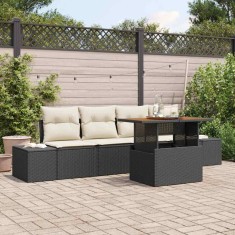 vidaXL Set de masă pentru grădină 5 pcs Negru și Crem 100 x 55 x 73 cm