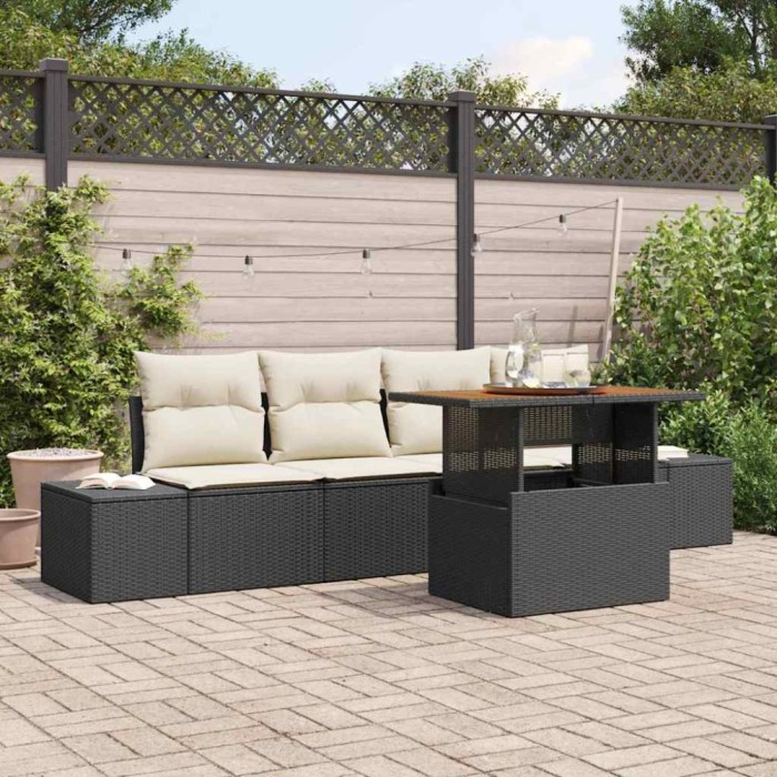 vidaXL Set de masă pentru grădină 5 pcs Negru și Crem 100 x 55 x 73 cm
