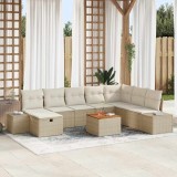 Cumpara ieftin Set de canapele pentru grădină cu pernă 9 pcs Bej Rattan poli
