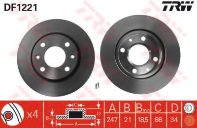 Disc frana CITROEN XSARA Estate (N2) (1997 - 2010) TRW DF1221 foto