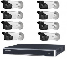 Kit 8 camere supraveghere IP cu POE exterior Hikvision 4MP 50m IR+NVR 4K Hikvision POE foto