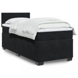 VidaXL Pat box spring cu saltea, negru, 80x200 cm, catifea