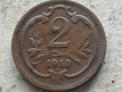 AUSTRIA-2 HELLER 1910 foto