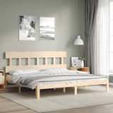 VidaXL Cadru pat cu tăblie 200x200 cm, lemn masiv de pin