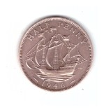 Moneda Anglia 1/2 / half penny 1946, stare foarte buna, curata