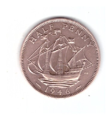 Moneda Anglia 1/2 / half penny 1946, stare foarte buna, curata foto