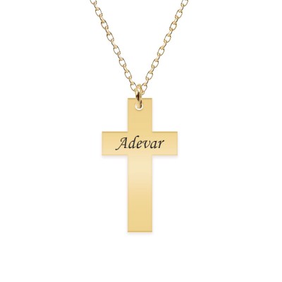 Faith - Colier argint 925 placat cu aur galben 24K personalizat cu text - cruce foto