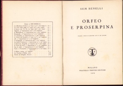 HST C4128N Orfeo e Proserpina di Sem Benelli 1929 foto