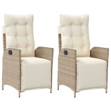 Cumpara ieftin Scaun de gradina rabatabil cu suport picioare,2 buc., poliratan