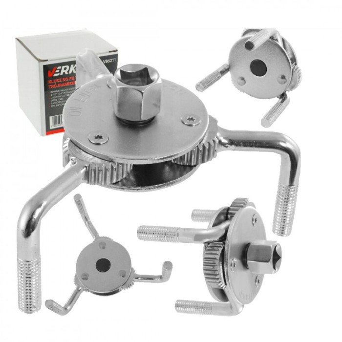 Cheie filtru ulei cu 3 gheare, reglabila 65 - 110 mm, Verke