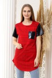 P769-311 Tricou casual cu print ziar si accesorizat cu vinil