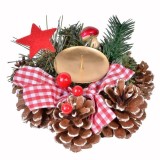 Suport Decorativ de Craciun pentru Lumanari Panglica Carouri 15cm