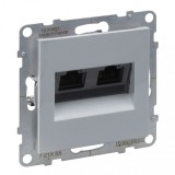 Priza dubla RJ45 STP CAT6A Legrand Suno aluminiu 721355