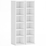HOMCOM Set de 2 etajere coloane dulap pentru depozitare CD-DVD 12 compartimente 21 x 22,5 x 88,5 cm capacitate 204 CD-uri alb | Aosom Romania