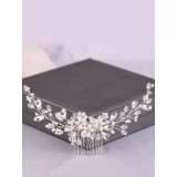Cumpara ieftin Accesoriu de Par Mireasa cu Strasuri si Perle, Argintie - 92329