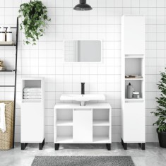 vidaXL Set mobilier de baie, 3 piese, alb, lemn compozit 3190307